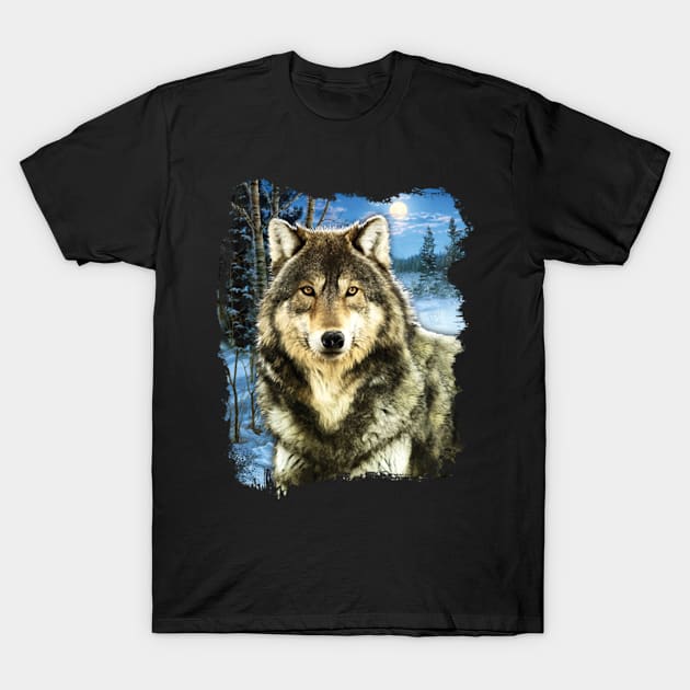 Winter Wolf T-Shirt by KA Creative Design